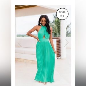 Size small Green Halter Maxi dress